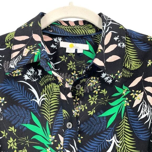 Boden Cosima floral tropic palm Romper in Black Safari Fern Size 2P Petite - Picture 5 of 11